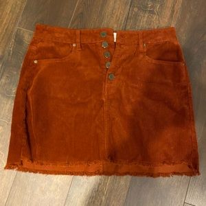 Burnt orange corduroy mini skirt